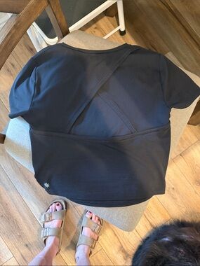 Athleta Black Short-Sleeve Crisscross Back Tee